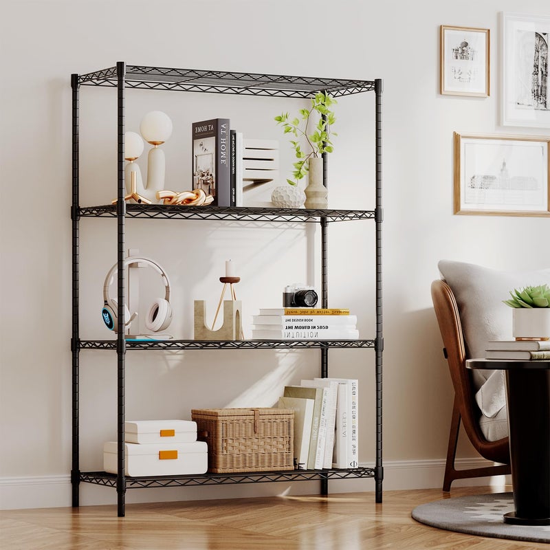 BestOffice | 4-Tier Wire Storage Shelves | 36x14x54 | Black | with Adjustable Racks | Heavy-Duty Metal Shelf, Holds Upto 1000 lbs | No-Tool Assembly | Ideal for Home & Garage Shelving - Image 2